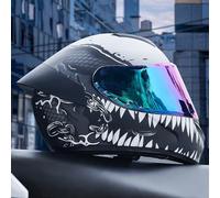 Full-Face Motorcycle Helmet Visors ECE Approved Full-Face Motorcycle Helmet with Sun Visor Men's/Women's Helmet 190° Field of Vision Four Seasons Helmet B1,2XL62~63CM