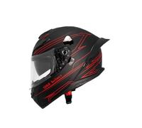 Full-face Motorcycle Helmet with a Double-sided Visor Sun Protection Anti-fog 190-degree Wide Field Of View Lightweight Breathable Safe Helmets Red M/57-58cm