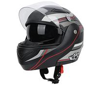 Full Face Motorcycle Helmet with Built In Battery 3000mAh Fog Double Eyeglass Design Matte Moto Helmet for Comfortable Music Listening and Hands Convenience (XXL)