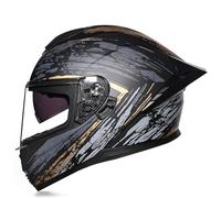 Full Face Motorcycle Helmet with Double Visor ECE Approved Various Lens Styles Helmet for Men Women Adults Moped Street Scooter Cruiser Black A1,XL 59-60