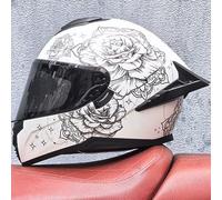 Full Face Motorcycle Helmet with Double Visor Full Face Helmets ECE Approved Various Lens Styles Helmet for Men Women Adults Moped Street Scooter Cruiser White E,XXL 61-62