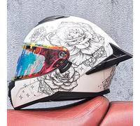Full Face Motorcycle Helmet with Double Visor Full Face Helmets ECE Approved Various Lens Styles Helmet for Men Women Adults Moped Street Scooter Cruiser White C,XL 59-60