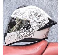 Full Face Motorcycle Helmet with Double Visor Full Face Helmets ECE Approved Various Lens Styles Helmet for Men Women Adults Moped Street Scooter Cruiser White D,M 55-56