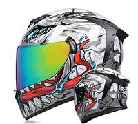 Full Face Motorcycle Helmet with Internal Sun Visor DOT Approved Helmets with Dual Visor Anti-Glare Motocross Street Bike Racing Crash Helmet for Men Women, with Design Graphics White Grey,S
