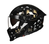 Full Face Motorcycle Helmets, Motorbike Flip Up Front Helmet With Removable Chin Mask, 3/4 With Dual Visor, For Scooter Bike Chopper Cruiser(E,M(59-60CM))