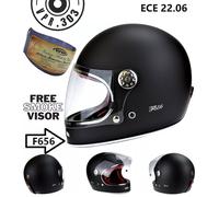 Full Face Motorcycle Motorbike Retro Fiberglass Helmet Matt Black ViPER F656
