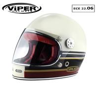 VIPER F656 RETRO VINTAGE 70s STYLE FIBREGLASS FULL FACE MOTORBIKE HELMET CHEQUER
