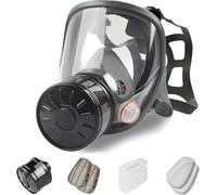Full Face Respirator Mask with Activated Carbon Filter, Portable Air Purifying Mask for Sanding, Building, Spray Painting, Industrial Use