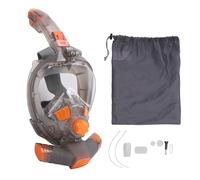 Full Face Snorkel Goggles Anti Fog Panoramic View Snorkeling Gear with Foldable Breathing Tube Camera Mount for Underwater Exploration Orange Gray (L/XL)