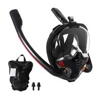 Full Face Snorkel Mask Adult with Double Tube, 180° View Diving Scuba Swimming Mask with Detachable Camera Mount, Anti-Fog Anti-Leak for a Safe Adults Snorkeling Experience