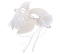 Full Face Venetian for Men and Women with White Lace and Plastic Material, Elegant Design with Luxurious Decorations, for Mardi Gras and New Year Eve Parties
