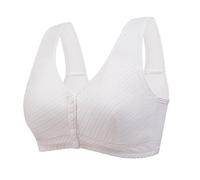 Full Figure Bra Front Buttoned Breathable and Undergarment for Middle Elderly Mothers Comfortable Gathering Women Thin Frameless Vest High Impact Push up (Light Pink, XXXXXL)
