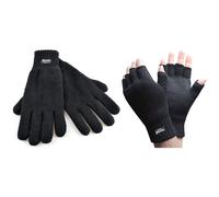 (Full Finger Black, L/XL) Men's Thinsulate Full Finger or Fingerless Gloves