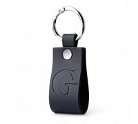 Full Grain Leather Alphabet Letter Keyring for Men & Women, Personalised Initial Keychain for Car & House Keys, Matte Black, Hot Embossed, Premium Gift (G)