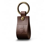 Full Grain Leather Alphabet Letter Keyring, Personalised Initial Keychain for Car & House Keys, Matte Brown, Hot Embossed, Premium Gift for Men & Women (H)