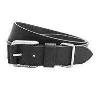 Full Grain Leather Belt with Metal Keeper: Black (XL)
