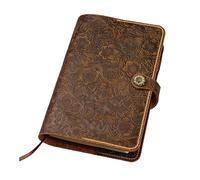 Full Grain Leather Bible Cover, Vintage Floral Embossed, Custom Fit, Brown | Hand Stitched, Fits NIV KJV ESV NLT, Daisy Press-Stud, Built-In Pen Loop, Custom Fit, Church, Bible Study, Travel