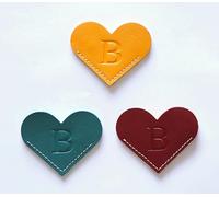 Full Grain Leather Bookmarks, Initial Personalized Bookmarks for Reading, Custom Handmade Corner Bible Heart Shape Bookmarks for Women Men Kids Bookworms, Birthday Valentines Book Lovers Gifts (B)