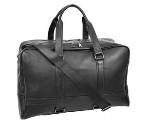 Full Grain Leather Holdall Black Travel Duffle Cabin Size Weekend Bag for Men Women A806