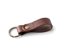 Full Grain Leather Keyring, Personalised Key Ring for Men & Women, Matte Brown Leather Keychain, Hot Embossed Design, Gift Box (Flag)