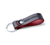 Full Grain Leather Keyring Personalised Keychain for Men Women, Car Keyring for Home Keys, Elegant Black with Red Interior Key Ring, Hot Embossed Design, Premium Gift for Him Her (COME HOME SAFE)