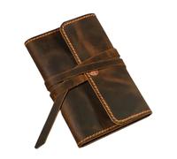 Full Grain Leather Tobacco Pouch, Vintage Roll-Up Organiser, Hand Stitched | Vintage Brown, 15 x 10 x 2 cm, Saddle Stitched, Brass Rivet, Papers Pocket, Card Slot, Personalised Engraving, Daily Carry