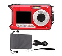 Full HD 2.7K 48MP 10ft Waterproof Underwater Digital Camera 16X Digital Zoom Front Rear Double Screens Waterproof Digital Camera (Red)