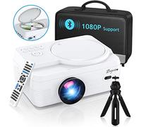 Full HD Bluetooth Projector Built in DVD Player, 7500LM 1080P Supported, Portable Mini DVD Projector for Outdoor Movies, 250" Home Theater, Compatible with iOS/Android/TV Stick/PS4/HDMI/USB/TF Card