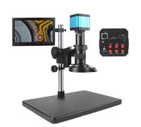 Full HD Video Microscope HDMI USB Industry Digital Microscope Camera 10" LCD Display C Mount for Professional Phone Repair (180X)