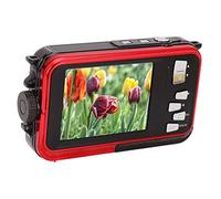 Full HD Waterproof Digital Camera,10ft Underwater Camera 2.7K 48 MP Video Recorder Selfie Camera,2.7 Inch LCD Dual Screens Digital Waterproof Camera for Snorkeling (Red)