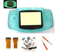 Full Housing Shell Case Cover Flex Cable Backlight Backlit Adapter for Game Boy Advance GBA AGS 001 Mod Kit Replacement Noctilucent Edition Luminous Green