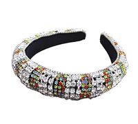 Full Jewelry Metal Chain Headband Luxury Multi Rows Colorful For Rhinestone Hair Hoop Vintage Sponge Padded Wide Headdress Crown