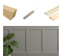 Full KIT Shaker Wall Panelling Kit Dado & Picture Rail DIY 3D Wall Panels MDF 6/9mm Decorative Interior Wall Cladding Custom Build Panel Kit Paintable Easy-Install Feature Wall (5X 120cm Long Panel)