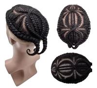 Full Lace Afro Toupee Human Hair Piece Men's Replacement System Men's African Braids for Black men 10 * 8" large one fit all size (#Braid-3)