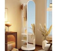 Full Length Floor Mirror with 360° Rotation & Coat Rack Large White Multifunctional Dressing Mirror for Living Room & Bedroom W 50cm Stylish Design