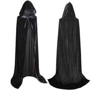 Full Length Hooded Velvet Cloak Vampire Cape Halloween Costumes Adults | Hooded Vampire Cape, opaque weighted velvet, tidy pleats & strong ties. Ideal for Darth Vader, medieval fancy dress cosplay