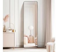 Full Length Mirror - 150x40cm Aluminium Alloy Standing/Wall | Rectangular Floor Mirror for Bedroom, Hallway & Dressing Room | Lean, Hang or Mount (Black 150x40cm)