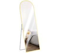 Full Length Mirror 160.5cm Tempered Glass Gold Tone Aluminium Frame Standing UK