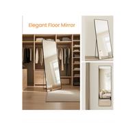 Full Length Mirror, 160 x 50 cm, Rectangle Full Body Mirror with Stand, Aluminium Alloy Frame Floor Mirror, Tempered Glass