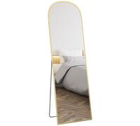 Full Length Mirror 49x160.5cm Gold Tone Aluminium Frame Tempered Glass Lean/Wall
