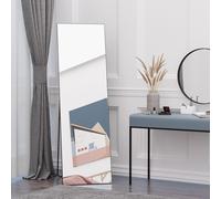 HOMCOM Full Length Mirror Floor Standing or Wall-Mounted, Dressing Mirror, Black - Black