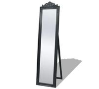 Full Length Mirror Ornate Baroque Black 40x160cm Wood & Glass Freestanding Large