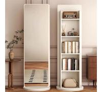 Full-Length Mirror with 5-Tier rage Shelf 2-in-1 Rotating Floor Mirror and Wood Bookshelf for Bedroom Living Room Study Room - Stylish & Functional Home Decor