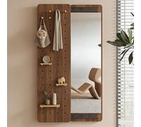 Full Length Mirror with Coat Rack, Invisible Design, Solid Wood Construction, Perfect for Living Room or Bedroom, 47 x 15 in