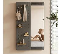 Full Length Mirror with Coat Rack, Invisible Design, Solid Wood Construction, Perfect for Living Room or Bedroom, 47 x 15 in