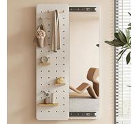 Full Length Mirror with Coat Rack, Invisible Design, Solid Wood Construction, Perfect for Living Room or Bedroom, 47 x 15 in