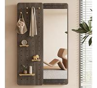 Full Length Mirror with Coat Rack, Invisible Design, Solid Wood Construction, Perfect for Living Room or Bedroom, 47 x 15 in