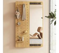 Full Length Mirror with Coat Rack, Invisible Design, Solid Wood Construction, Perfect for Living Room or Bedroom, 47 x 15 in