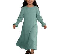 Full Length Muslim Abaya for Girls, Long Sleeve Islamic Kaftan Robe Maxi Prayer Dress Ramadan Eid Clothing Modest Chiffon Casual Wear Traditional Middle Eastern Outfit Light Green