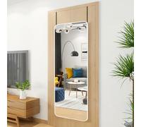 Full Length Over Door Mirror, Height Adjustable, Space-Saving Design, No Drill Installation for Bedrooms, Dressing Rooms, Offices, Shops - 155x45cm (61x17.7in)